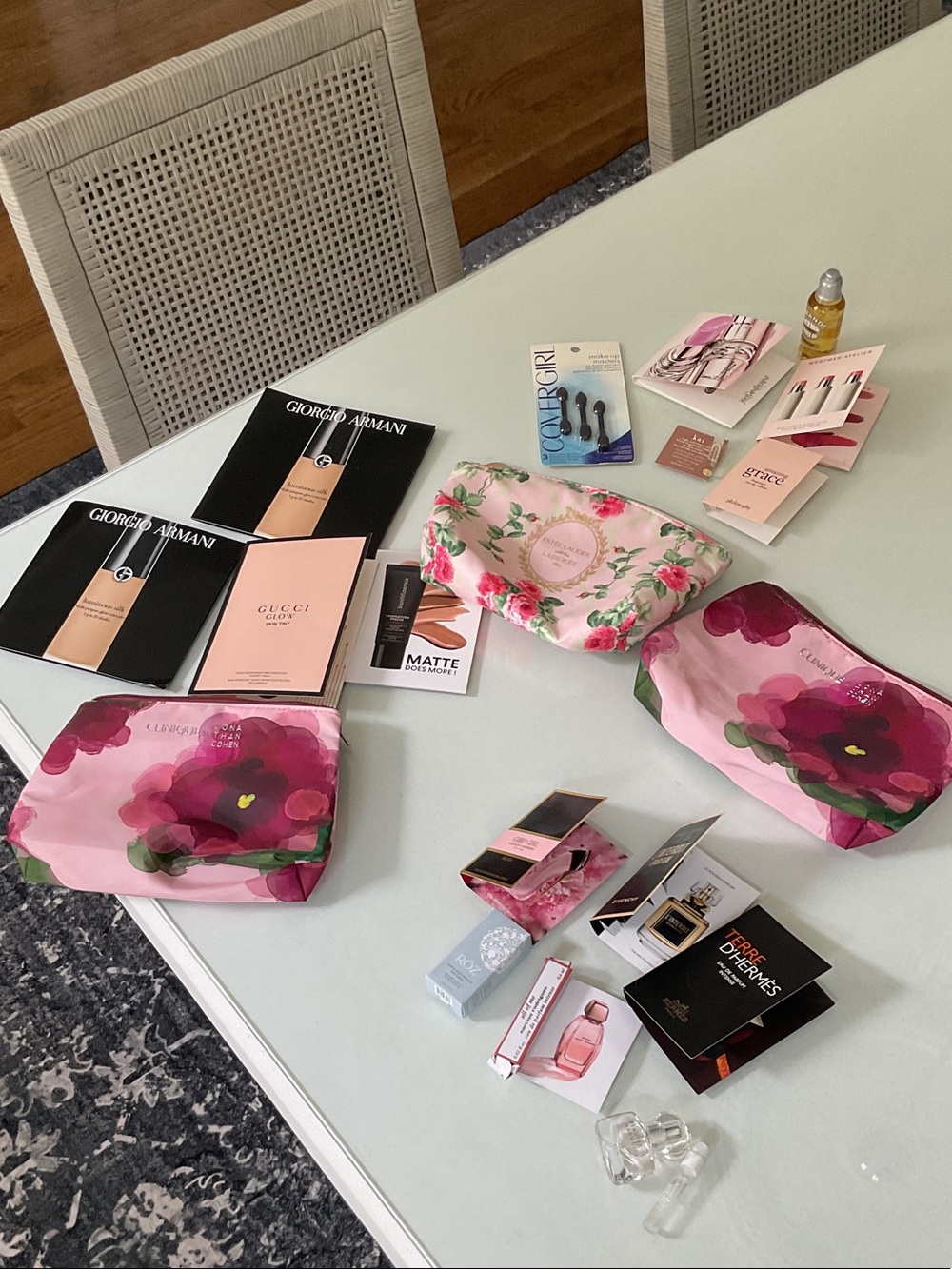 Huge bundle of samples and 3 casesFloral Pink Cosmetic Pouch - Designer Inspired